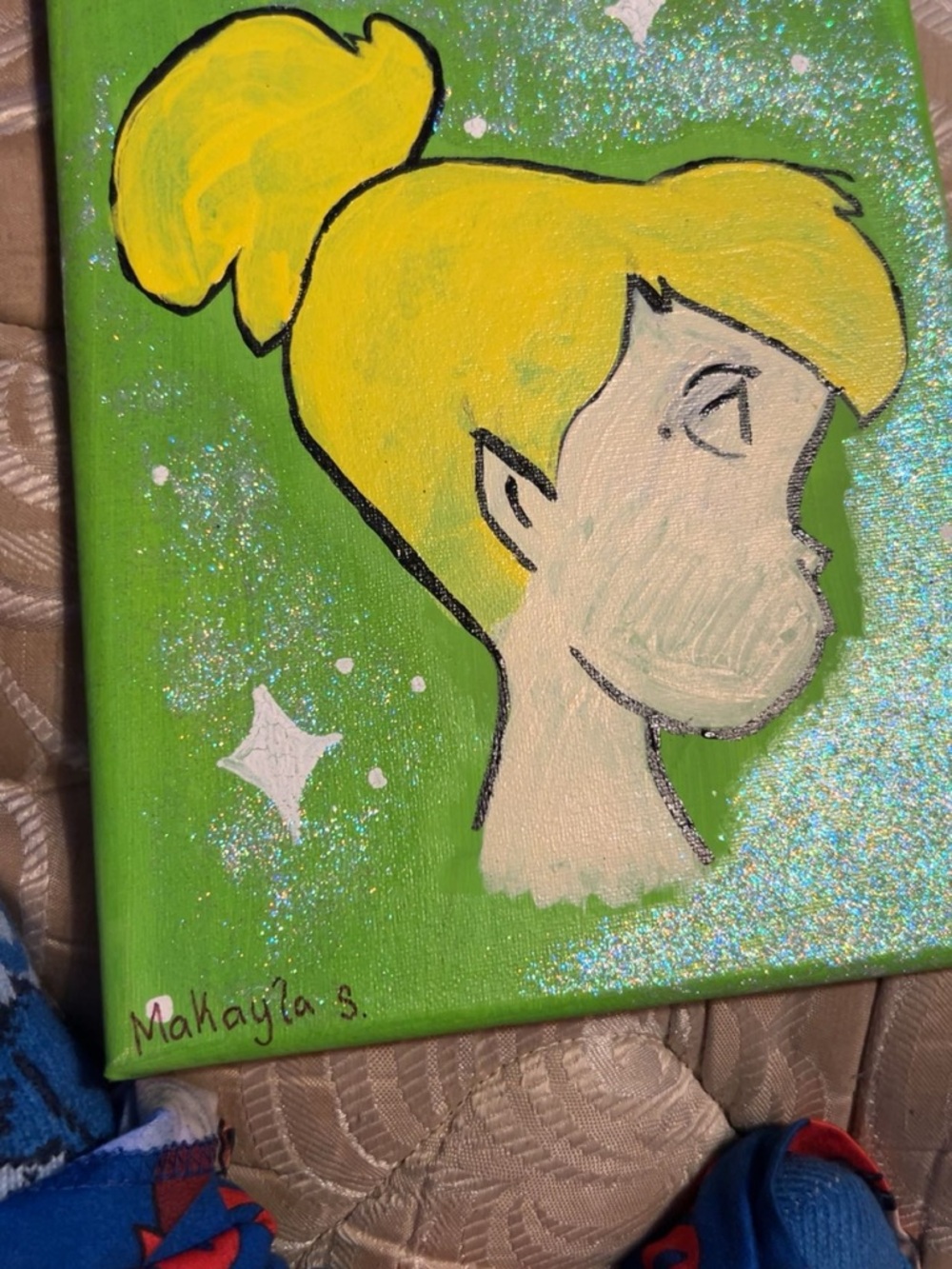 Green and Yellow Fairy Profile Canvas Art by